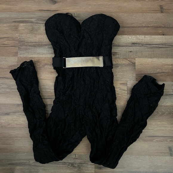 bebe Pants - Bebe Black Lace Jumpsuit